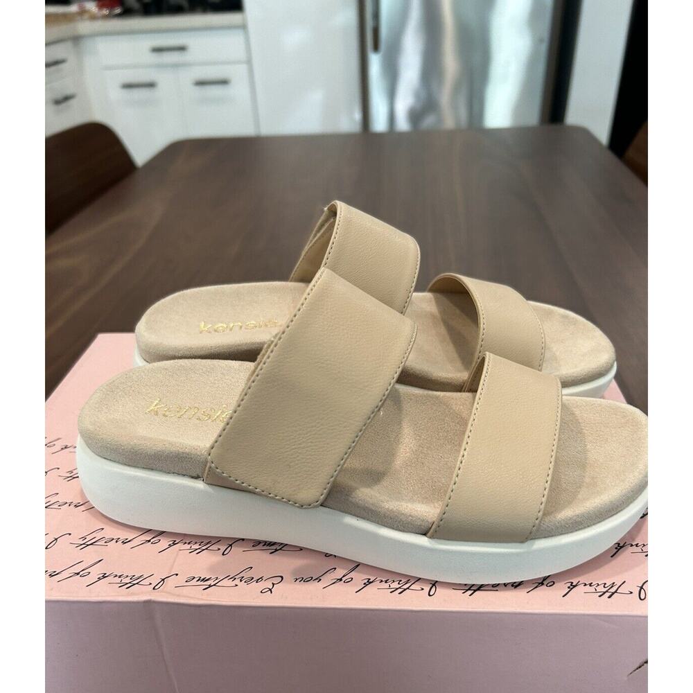 Kensie Ladies' Size 7 Double Band Sandal, Nude (Tan) New with Box